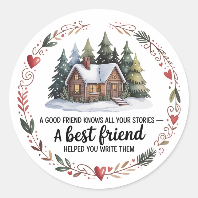 Sticker Rond Noël du meilleur ami | Fêtes (Devant)