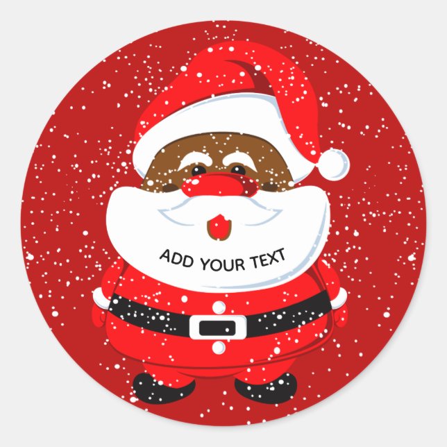 Sticker Rond Noël du Père Noël afro-américain (Devant)