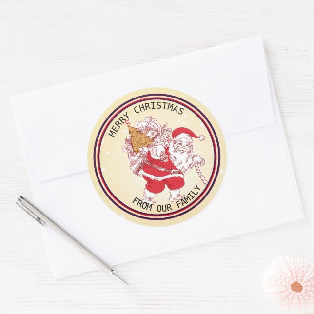Sticker Rond Noël du Père Noël vintage (Enveloppe)