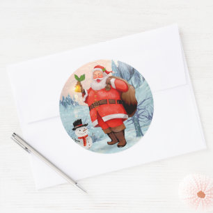 Sticker Rond Noël du Père Noël vintage