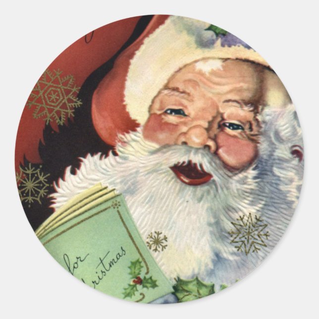 Sticker Rond Noël du Père Noël Vintage KRW (Devant)