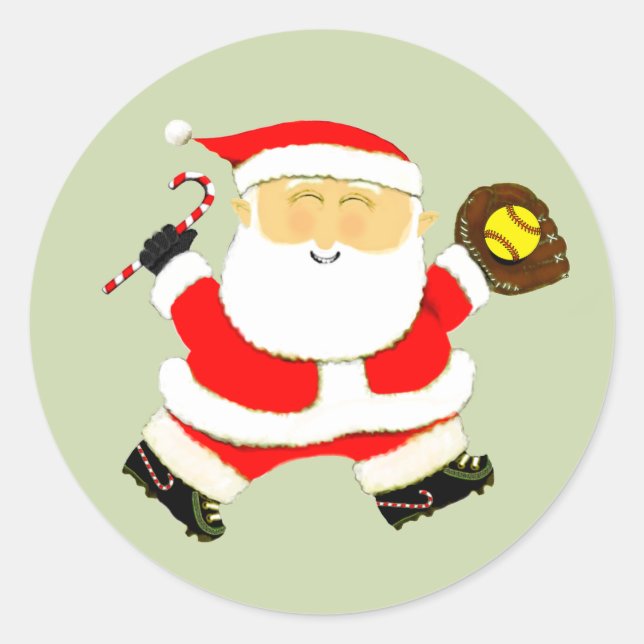Sticker Rond Noël du softball (Devant)