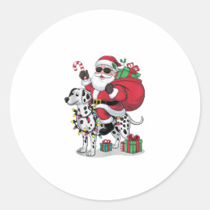 Sticker Rond Noël Éclairage Père Noël équitation Chien Dalmatie