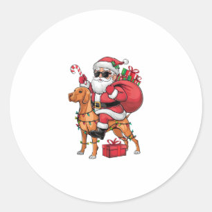 Sticker Rond Noël Éclairage Père Noël équitation Vizsla Chien N