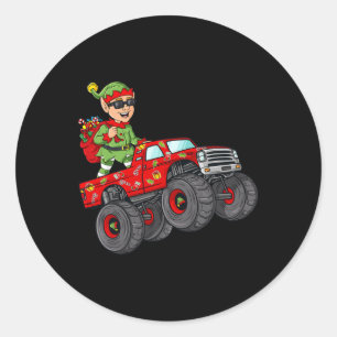 Sticker Rond Noël Elf équitation Monster Camion Garçons Enfants