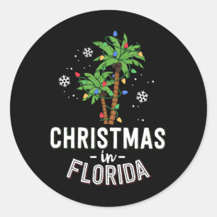 Sticker Rond Noël En Floride Pont Les Palmiers Famille Va