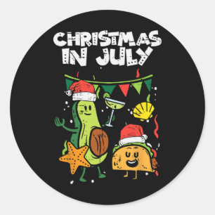 Sticker Rond Noël en Juillet Avocat Taco Été Mexicain Hommes