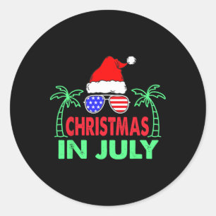 Sticker Rond Noël en juillet drôle 4 juillet plage été S