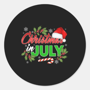 Sticker Rond Noël en juillet Joyeux Noël Eté Drôle San