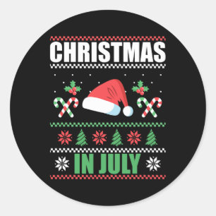 Sticker Rond Noël en juillet Joyeux Noël Eté Drôle San
