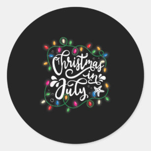 Sticker Rond Noël en Juillet Lumières Drôle d'Été Xmas Hommes F