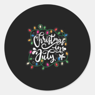 Sticker Rond Noël En Juillet Lumières Drôle Été Noël Hommes Fem