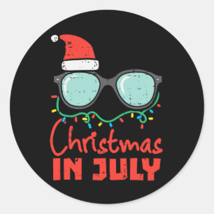 Sticker Rond Noël en Juillet Lunettes de Vue Noël d'Été Femmes