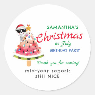 Sticker Rond Noël en juillet Naughty ou Nice Toddler Anniversai