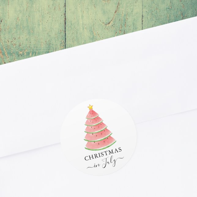 Sticker Rond Noël en Juillet Pastèque (Créateur téléchargé)