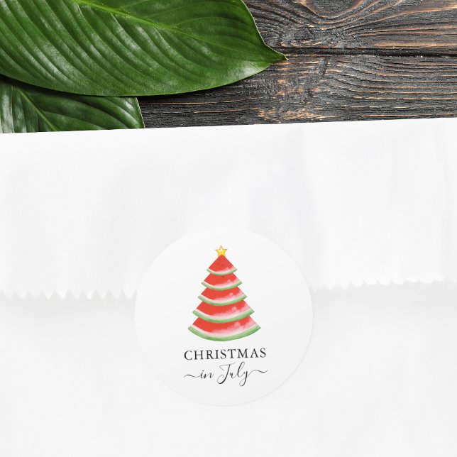Sticker Rond Noël en Juillet Pastèque (Créateur téléchargé)