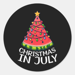 Sticker Rond Noël en juillet Pastèque Arbre de Noël d'été Homme