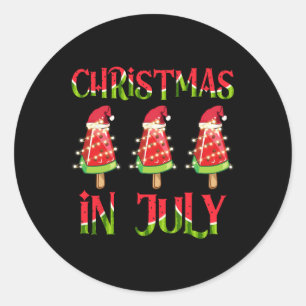 Sticker Rond Noël En Juillet Pastèque Noël Arbre Hommes D'Été