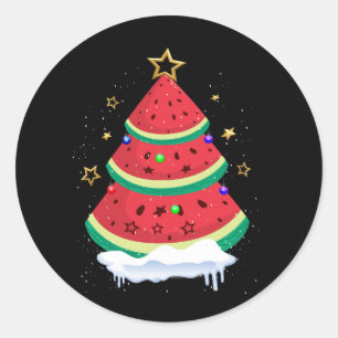 Sticker Rond Noël En Juillet Pastèque Noël Trois Été