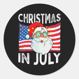 Sticker Rond Noël en juillet Rétro Hipster Drôle Santa Hommes F