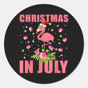 Sticker Rond noël en juillet rose flamingo drôles xmas hommes