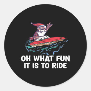 Sticker Rond Noël en juillet Santa d'été sur la plage en bateau