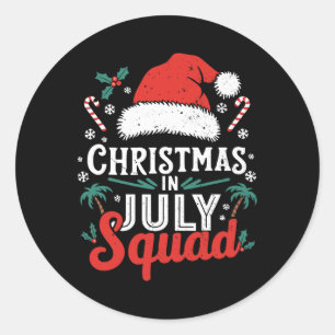 Sticker Rond Noël En Juillet Squad Chemise Famille Vacances Sum