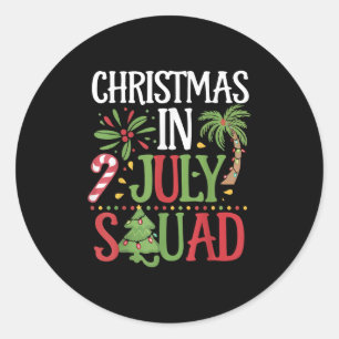 Sticker Rond Noël En Juillet Squad Famille Tee Beach Vacances