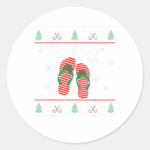 Sticker Rond Noël En Juillet Vilain Noël Été Flip Flops