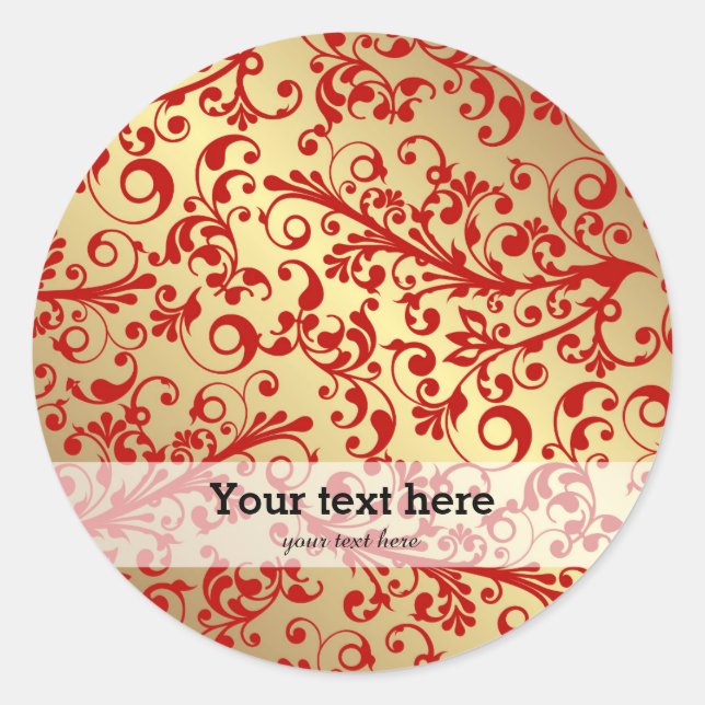 Sticker Rond Noël en rouge et or (Devant)