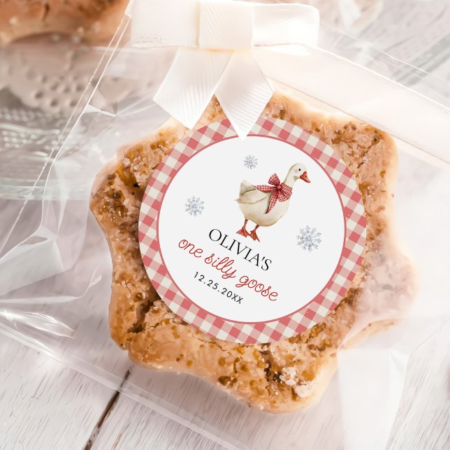 Sticker Rond Noël En vichy 1er anniversaire de Silly Goose (Créateur téléchargé)