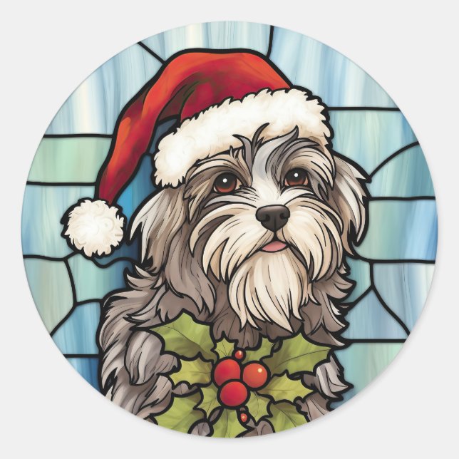 Sticker Rond Noël en vitrail Havanais (Devant)