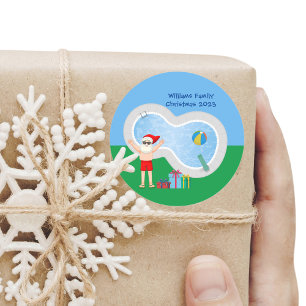 Sticker Rond Noël ensoleillé Santa Claus mignonne Custom Pool P