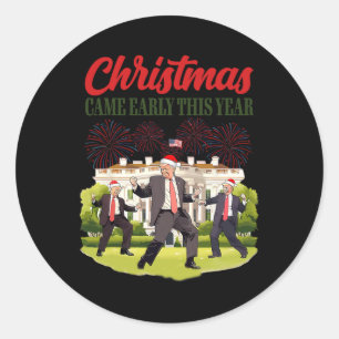 Sticker Rond Noël Est Arrivé Tôt Cette Année Drôle Père Noël Tr