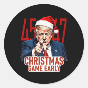 Sticker Rond Noël est arrivé tôt drôle Donald Trump Père Noël C
