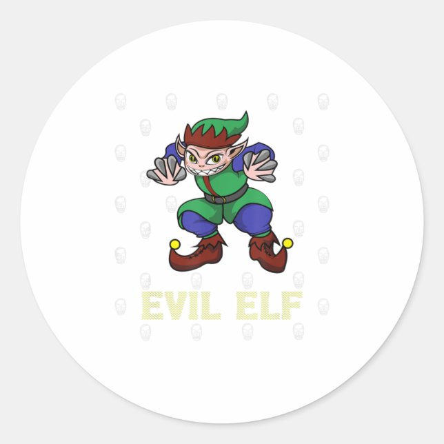 Sticker Rond Noël Evil Elf (Devant)