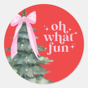 Sticker Rond Noël Fête Oh Quel Pink Fun