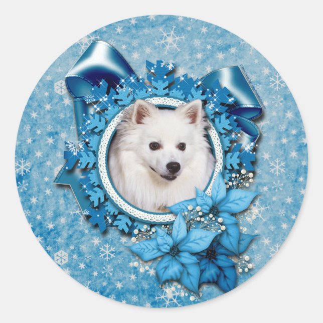 Sticker Rond Noël - Flocon de neige bleu - Eskimo américain (Devant)