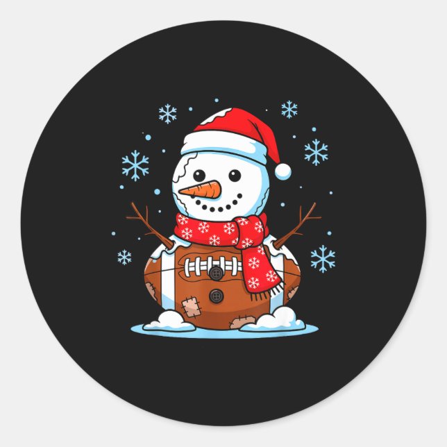 Sticker Rond Noël Football Bonhomme de neige Enfants Football N (Devant)