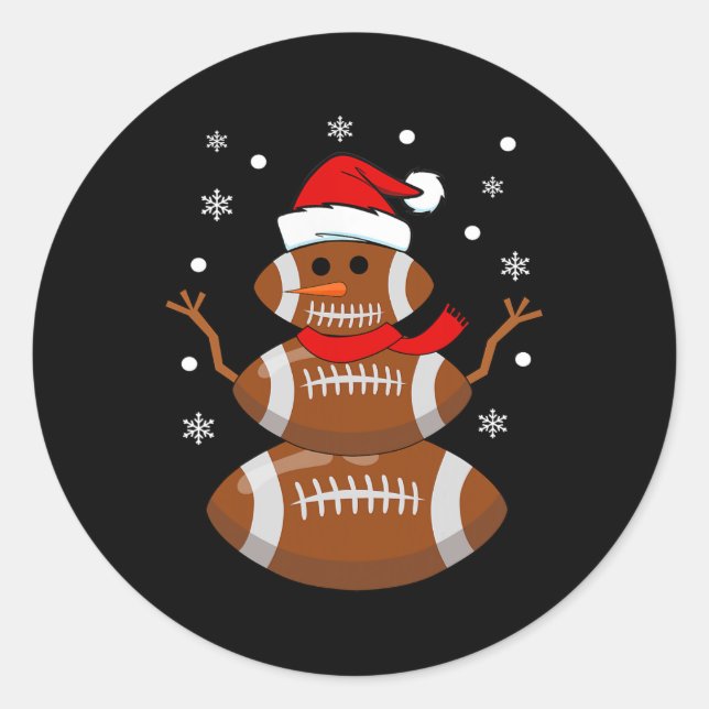 Sticker Rond Noël Football Snowman Kids Football Noël (Devant)