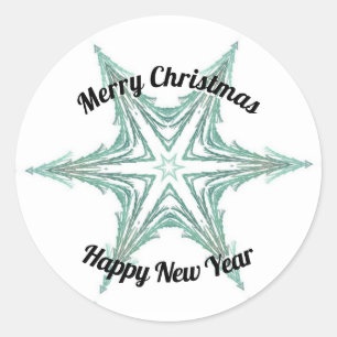 Sticker Rond Noël Fractée verte étoile Joyeux Noël