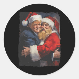 Sticker Rond Noël Funky Trump Santa Claus Retro Vintage Xm