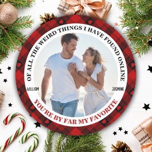 Sticker Rond Noël Funny Couple Photo Cadre Buffalo