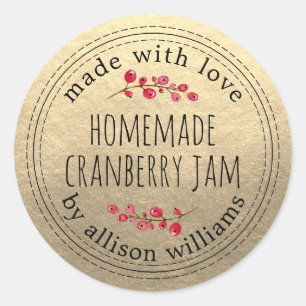 Sticker Rond Noël Gelée de Cranberry Faite Maison Or