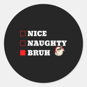 Sticker Rond Noël Gentil Vilain Frère Drôle Liste de Noël