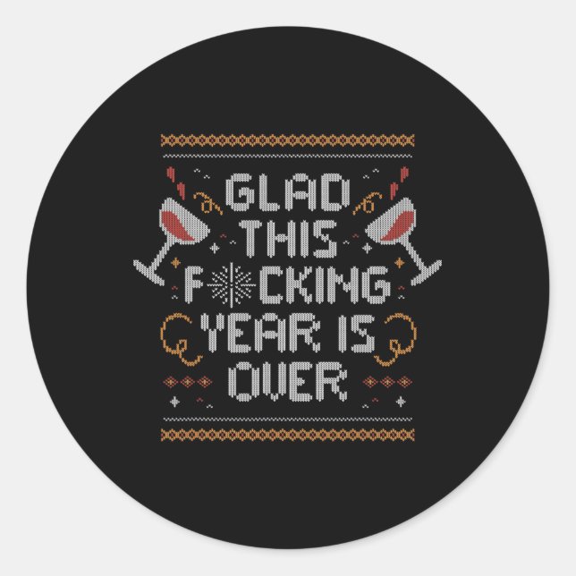 Sticker Rond Noël Glad Cette Année Fcccale Est Terminée - Drôle (Devant)