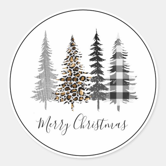 Sticker Rond Noël glamour noir et blanc (Devant)
