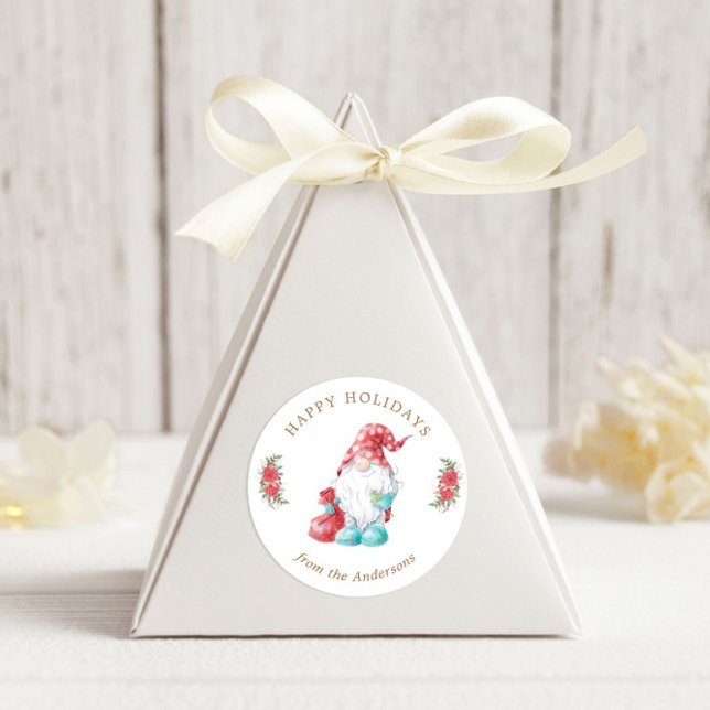 Sticker Rond Noël Gnome Joyeuses Fêtes (Créateur téléchargé)
