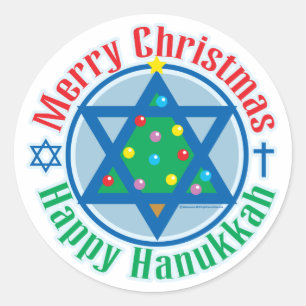 Sticker Rond Noël-Hanoukka