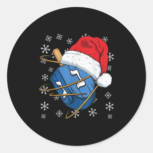 Sticker Rond Noël Hanukkah Toupie Designs Juifs Uni-enfants (Devant)